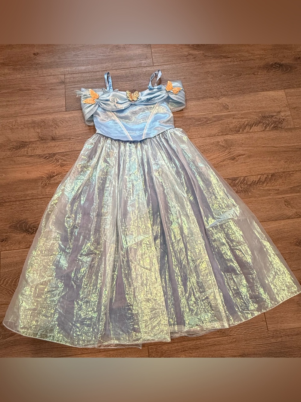 The Disney Store Iridescent Light Blue Cinderella Live Action Butterfly Dress
